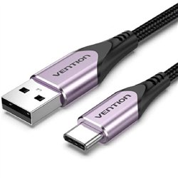 CABLE VENTION USB-A 2.0 - USB-C 3A 60W TRENZADO 1M ALUMINIO PURPLE