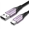 CABLE VENTION USB-A 2.0 - USB-C 3A 60W TRENZADO 1M ALUMINIO PURPLE