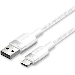 CABLE VENTION USB-A 2.0 - USB-C 3A 2M ALUMINIO WHITE