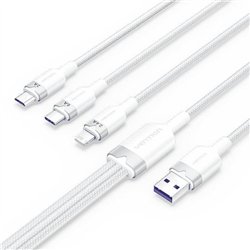 CABLE 3 EN 1 VENTION USB-A 2.0- USB-C/LIGHTNING/MICRO-B 1.5M ALUMINIO WHITE