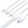 CABLE 3 EN 1 VENTION USB-A 2.0- USB-C/LIGHTNING/MICRO-B 1.5M ALUMINIO WHITE