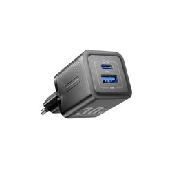 CARGADOR DE PARED VENTION GAN USB-C USB-A 30W BLACK