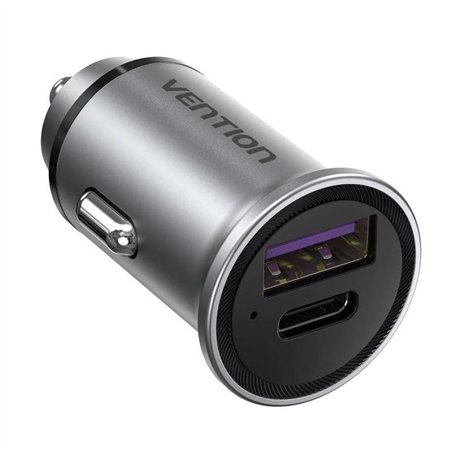 CARGADOR COCHE SMARTPHONE VENTION 30W USB-A USB-C SILVER