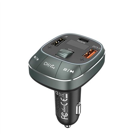 TRANSMISOR COCHE VENTION FM MP3 BLUETOOTH USB-C 2XUSB 30W BLACK