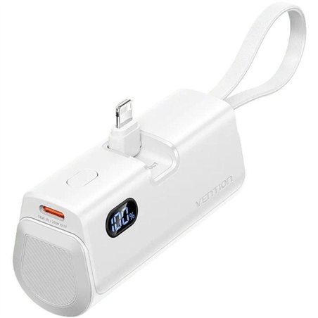 POWERBANK VENTION 4800MAH 2XUSB-C + LIGHTNING PLEGABLE 22.5W WHITE