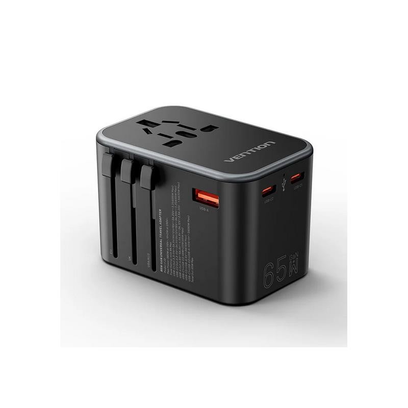 CARGADOR DE PARED VENTION UNIVERSAL GAN 2XUSB-C USB-A 65W