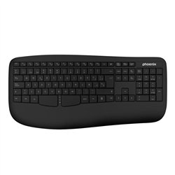 TECLADO PHOENIX K201 ERGONOMICO WIRELESS BLACK