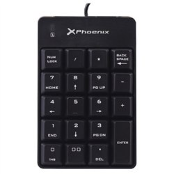 TECLADO NUMERICO PHOENIX KEYPAD USB 19 TECLAS BLACK