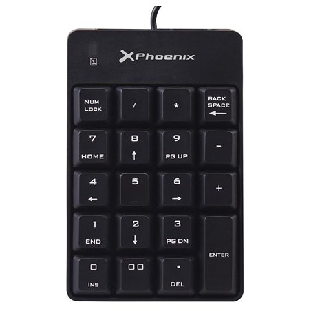 TECLADO NUMERICO PHOENIX KEYPAD USB 19 TECLAS BLACK