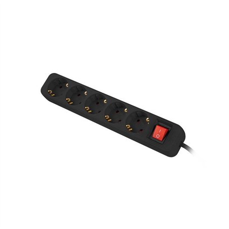 REGLETA LANBERG 5 SCHUKOS CON PROTECCION 3M BLACK