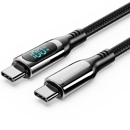 CABLE USB VENTION TIPO USB-C/M-C/M PANTALLA LED 5A PD100W 1.2M BLACK