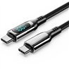 CABLE USB VENTION TIPO USB-C/M-C/M PANTALLA LED 5A PD100W 1.2M BLACK