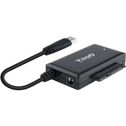 ADAPTADOR USB 3.0 USB-A TOOQ DISCO DURO SATA 2.5/3.5 ALIMENTADOR BLACK