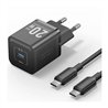CARGADOR DE PARED VENTION GAN USB-C 20W BLACK + CABLE UCB-C 1M BLACK