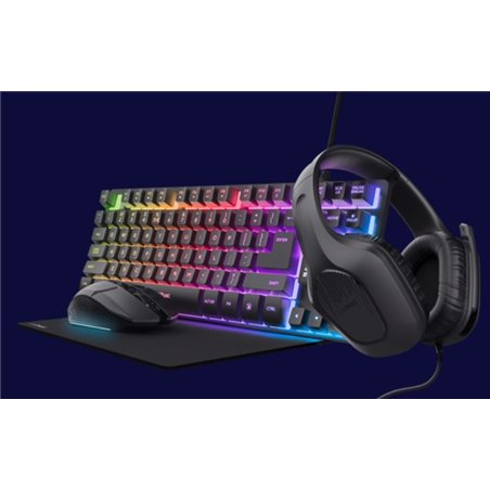 TECLADO + RATON + AURICULARES + ALFOMBRILLA TRUST GXT 780 GAMING BUNDLE BLACK