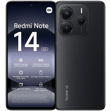 SMARTPHONE XIAOMI REDMI NOTE 14 6.67 6GB/128GB/108MP/NFC/5G BLACK