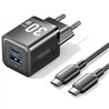 CARGADOR DE PARED VENTION GAN USB-C + USB-A 30W BLACK + CABLE UCB-C 1M BLACK