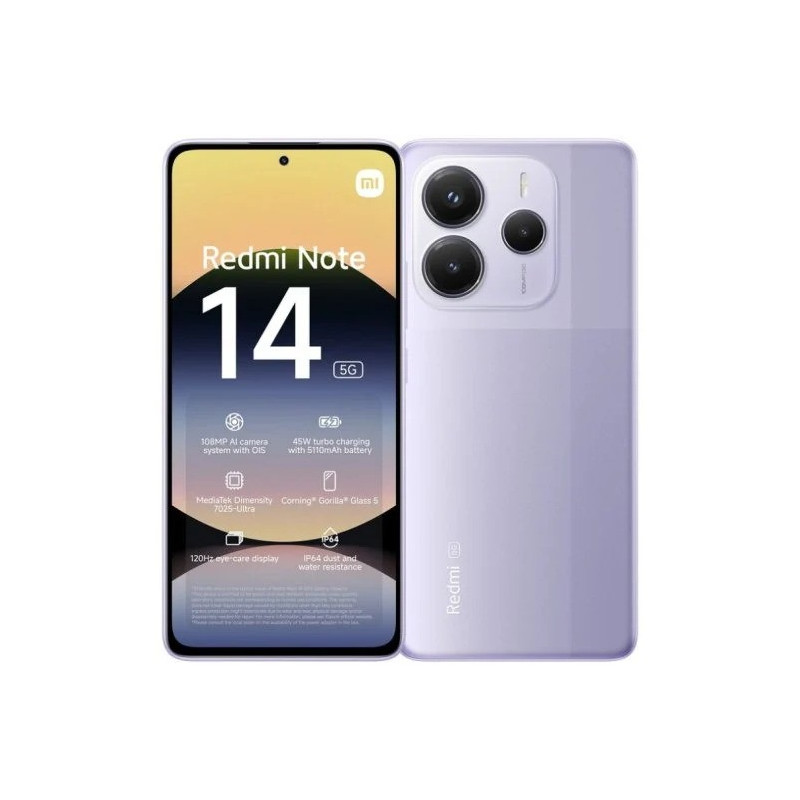 SMARTPHONE XIAOMI REDMI NOTE 14 6.67 8GB/256GB/108MP/NFC/5G PURPLE