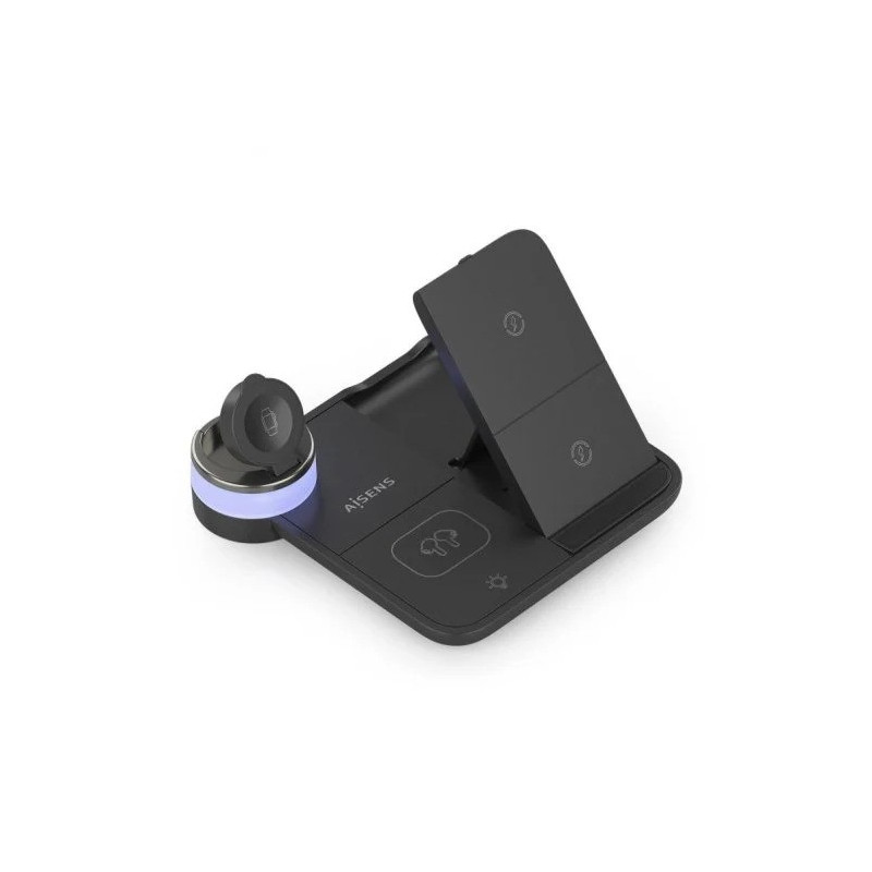 BASE CARGADOR AISENS SMARTPHONE/APPLE WATCH/AURICULARES WIRELESS 15W USB-C BLACK