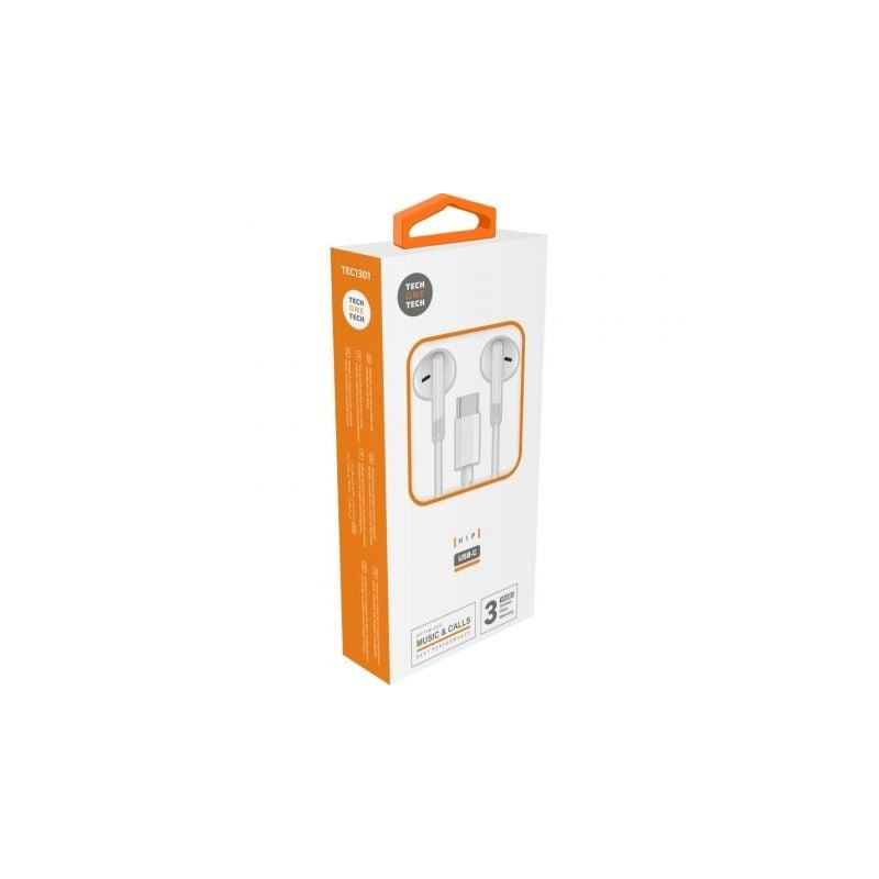 AURICULARES + MICROFONO TECH ONE TECH EAR USB-C WHITE