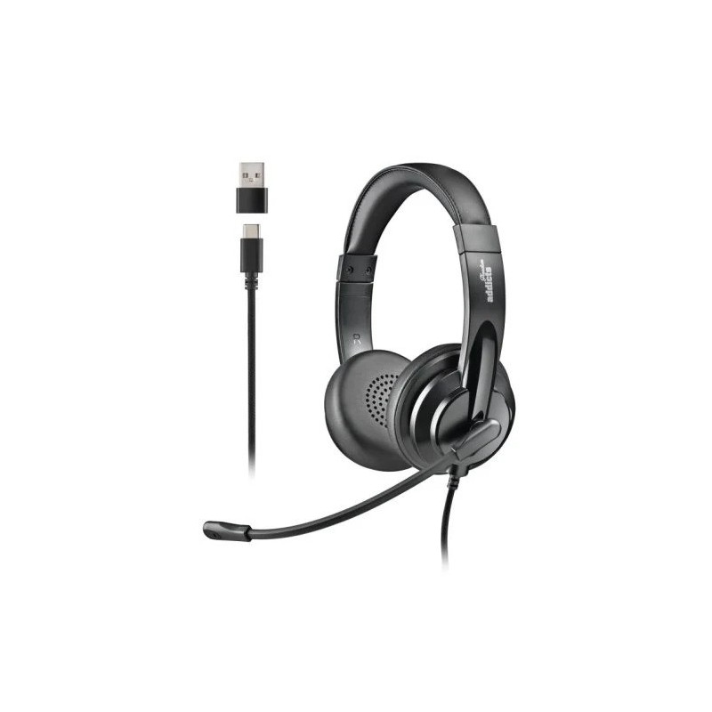AURICULARES + MICROFONO NGS VOX605USBC USB-A/C BLACK