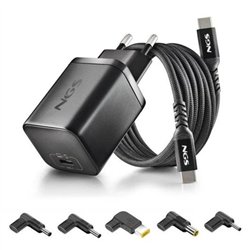CARGADOR DE PORTATIL LENOVO NGS BUD GAN USB-C 65W 5 CONECTORES + CABLE 1.5M USB-C BLACK