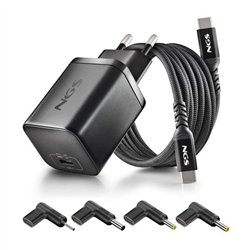 CARGADOR DE PORTATIL ACER NGS BUD GAN USB-C 65W 4 CONECTORES + CABLE 1.5M USB-C BLACK