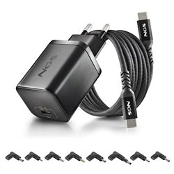 CARGADOR DE PORTATIL ASUS NGS BUD GAN USB-C 65W 8 CONECTORES + CABLE 1.5M USB-C BLACK