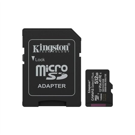 MEMORIA MICRO SD 512GB KINGSTON CANVAS SELECT PLUS XC C10 150MB/S + ADAPTADOR SD