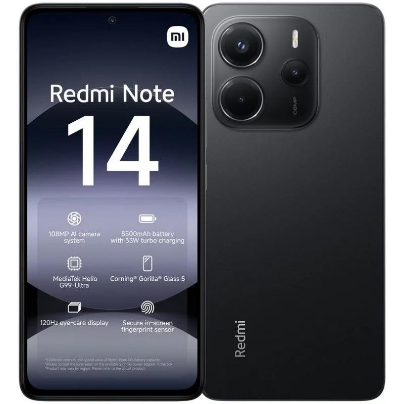 SMARTPHONE XIAOMI REDMI NOTE 14 6.67 6GB/128GB/108MP/NFC/4G BLACK