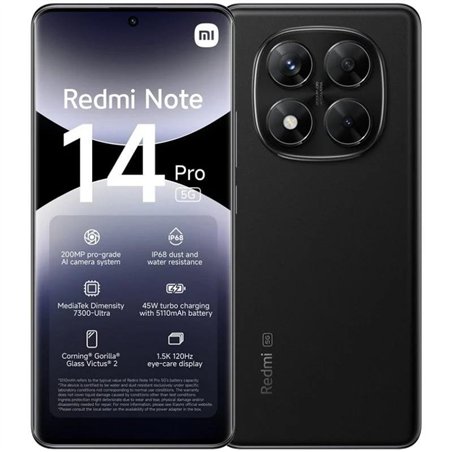 SMARTPHONE XIAOMI REDMI NOTE 14 PRO 6.67 12GB/512GB/200MP/NFC/5G BLACK