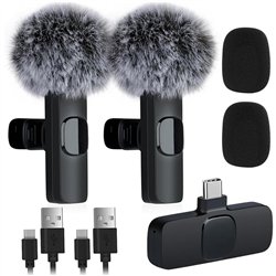 MICROFONO RECEPTOR ONEWAY USB C LAVALIER 2 MICROFONOS PINZA WIRELESS