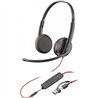 AURICULAR + MICROFONO POLY BLACKWIRE 3225 BIAURAL 3.5MM + ADAPTADOR USB-A/C