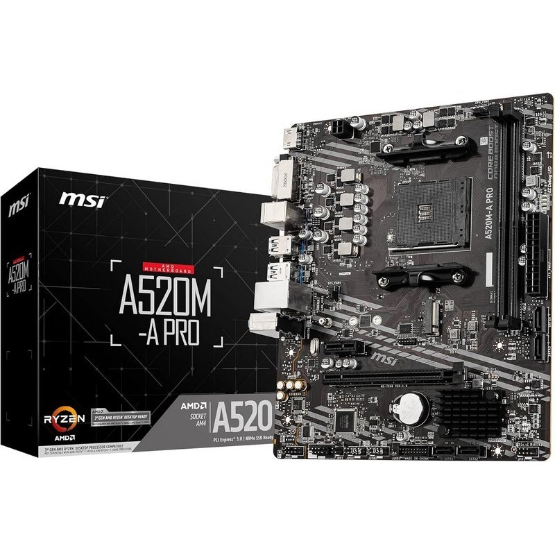 PLACA BASE MSI A520M-A PRO AMD AM4 DVI + HDMI