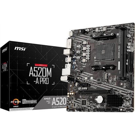 PLACA BASE MSI A520M-A PRO AMD AM4 DVI + HDMI