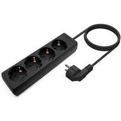 REGLETA AISENS 4 SCHUKOS PROTECCION 1,4M BLACK