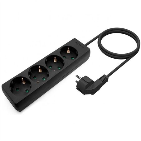 REGLETA AISENS 4 SCHUKOS PROTECCION 1,4M BLACK