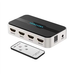DUPLICADOR VENTION 3XHDMI HEMBRA - HDMI MACHO X1 AUDIO SILVER/BLACK